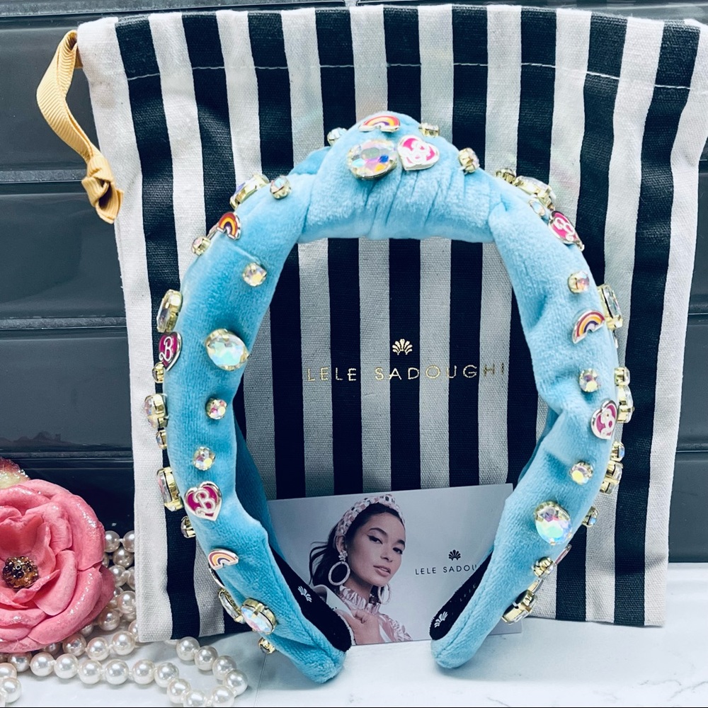 LELE SADOUGHI X BARBIE AQUA CHARM EMBELLISHED KNOTTED HEADBAND